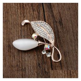 Pins Brooches Cr Jewelry New European Version Of Opal Brooch Lily Pin Female Fashion Creative Clothing Accessories Manufacturers Whol Dhb1E