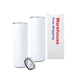 US/CA Stocked 20oz stainless steel tumbler Sublimation Blanks White Beer mug water bottle camping cup vacuum insulated drinking