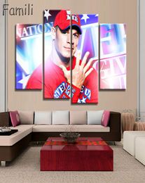 2019 4 pieces canvas art john cena the rock box fighting paintings for living room canvas painting posters and prints6206776