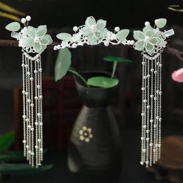 Hair Clips Flower Pins Headpiece Comb Women Accessories Chinese Hairpin Set Hanfu Jewelry Pearl Tassel Stick