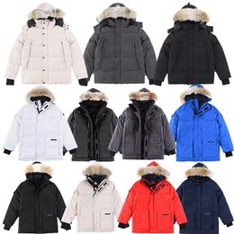 12 cores roupas de grife de alta qualidade Canadá G08 G29 Real Fur Mens Jacket Womens Coat White Duck Down Jackets Winter Parka