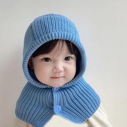 Berets Winter Warm Shawl Hat For Kids Neck Scarf Cold Weather Beanie InsStyle Handmade Crochet Baby Headwear Accessories