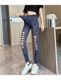 Women's Jeans Imitation Yoga Pants Women Running Leggings Fitness Push Up Scrunch Tights High Waist Gym Sports