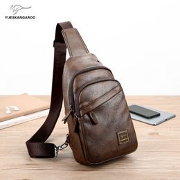Factory leather men shoulder bags 2 Colours simple waterproof Joker mens backpack outdoor sports casual leather chest bag three-layer fashion handbag 076#