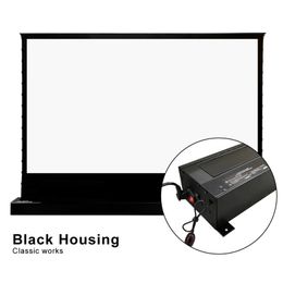 72''-150'' 16:9 Electric Tensioned Floor Standing Rising Projector Screen for long throw projector 8K Home cinema