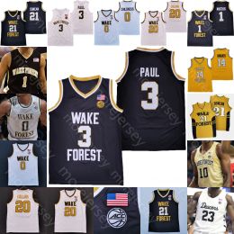 CUSTOM Wake Forest Demon Deacons Basketball Jersey NCAA College Mucius Paul Alondes Williams Daivien Williamson Cameron Hildreth Jake LaRavi