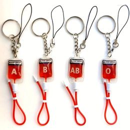 Keychains YANZAI Keychain Accessory Style Blood Type ABO AB Plasma Pack Bag PVC Pendant Keyring For DIY Jewellery Making Or Gifts