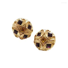 Stud Earrings D003 Fashion Golden Yellow Purple Crystal Flower Set Earring Women Jewelry High Quality