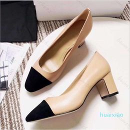-high heels patchwork split Colour ladies fashion shoes genuine leather open On formal chunky heel slingbacks sandals rr153
