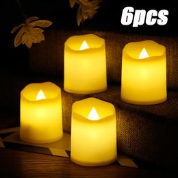 Candles 6pcs Flameless Flashing LED Candle Button Battery Lamp Tea Light Simulation Home Wedding Birthday Party Decoration 231023
