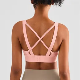 Yoga Outfit Cross Straps Sport Bra Backless Fitness Bralette Women Gym Tank Top Crop Vest Push Up Adjustable Buckle Tight Underwear