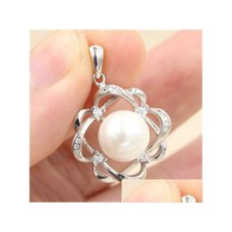 Jewelry Settings S925 Sterling Sier Pendant Holder Fittings Pearl Necklace Drop Diy With Flower Semi-Finished Lotus Drop Delivery Dhspt