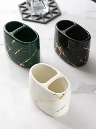 Storage Bottles 2023 Nordic Luxury Ceramic Soap Dish Toothbrush Cup Marbling Electric Holder Makeup Brush Bathroom