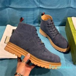 2023-Winter Brand Men Melon Ankle Boots Sole Suede Brown beige Dress Wedding Party Martin Booties Gentleman Motorcycle Bottes