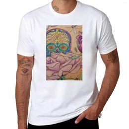 Men's Polos Sugar Skull Hiding Behind Rose T-Shirt Short Kawaii Clothes Cute Tops T-shirts Man Oversized T Shirt Men