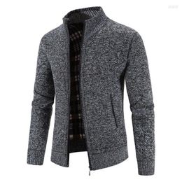 Men's Sweaters Men's Thick Men Coat Stylish Knitted Cardigan Jackets For Fall Winter Warm Soft Fashionable Outerwear With Stand Collar
