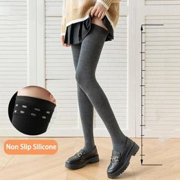 Women Socks 1 Pair 80cm Japanese Style Long Solid Color High Elasticity Silicone Thigh Stockings Autumn Winter Over Knee