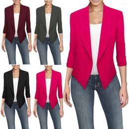 Women's Suits Women Blazer Formal OL Business Style Open Stitch Solid Colour Lapel Slim Fit Long Sleeve Irregular Hem Anti-wrinkle Cardigan