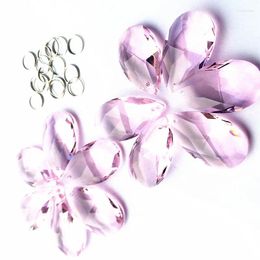 Chandelier Crystal Free Rings Pink Colour 38 22mm 50pcs K9 Pendants Prisms For Window Suncathers Christmas Tree Decoration