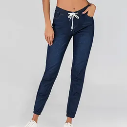 Women's Jeans Plus Size Skinny Stretch Relaxed Fit Elastic Waist Denim Pants With Cuffed Hems Fashion Elastici Slim Casual