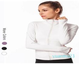 Women Athletic Sport Shirts Slim Fit Long Sleeved Fitness Coat Yoga Crop Tops With Thumb Holes Gym Jacket Workout Sweatshirts Outf
