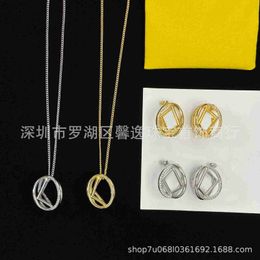 Earrings & Necklace designer New Water Diamond Circle Necklace Small Gold Ball Collar Chain F Letter Light Luxury Collar Chain Net Red Pendant Jewelry Trend CXLI