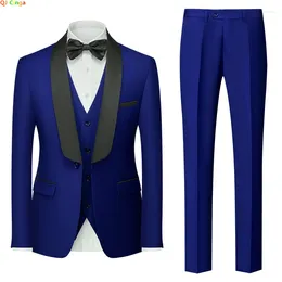 Men's Suits Blue Suit 3 Piece Wedding Party Dress Jacket With Pants Vest Red Green Grey Black Available Large Size M-5XL 6XL