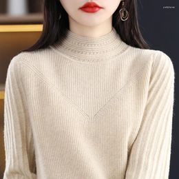 Women's Sweaters Women S Autumn Winter Arrival Half Turtleneck 100 Cashmere Sweater Loose Pullover Wool Base Shirt Solid Colour