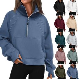 Yoga Outfit LU-88 Yoga Scuba Half Zip Hoodie Jacket Designer Sweater Women's Define Workout Sport Coat Fitness Activewear Top Solid Zipper Sweatshirt Sports