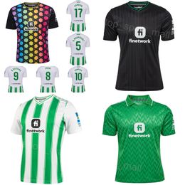 Club Team 23/24 Real Betis Soccer 10 Ayoze Perez Jersey 12 Willian Jose 1 Claudio Bravo 13 Rui Silva 21 Marc Roca 5 Guido Rodriguez Football Shirt Kits Black Green White