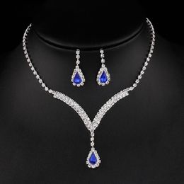 Crystal Bridal Party Prom Jewellery Set silver plated necklace diamond earrings Wedding Jewellery sets for bride Bridesmaids women Bridal Accessories ZJ20