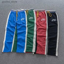 Men's Pants Drawstring High Quality White Embroidery Oversize Pants Terry Material Men Women Black Green Red Blue Trousers Q231023