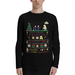 Men's Polos The X-Files Christmas - Santa Is Out There Long Sleeve T-Shirts Tees Boys White T Shirts Men