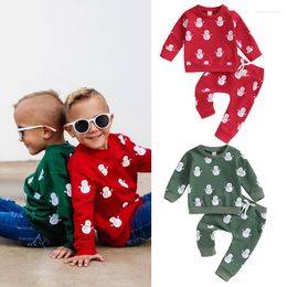 Clothing Sets FOCUSNORM 0-3Y Toddler Baby Boys Girls Christmas Clothes Snowman Print Long Sleeve Sweatshirts Pants 2Pcs