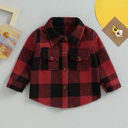 Jackets Toddler Baby Girl Boy Plaid Shirt Jacket Spring Autumn Clothes Warm Casual Lightweight With Pockets Outwear