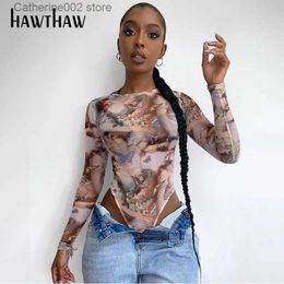 Women's Jumpsuits Rompers HAWTHAW women autumn winter long sleeve fashion printed slim skinny one piece bodysuit romper clothes 2020 fall clothes O neck T231023