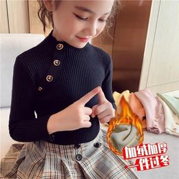 Cardigan Girls sweater turtleneck pure Colour knitted autumn children's clothing pullover top 2t 3 t 4t 8 12 231021