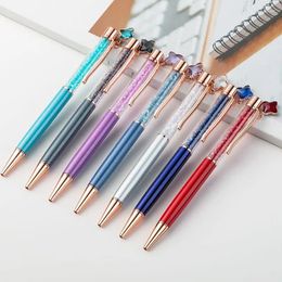 Ballpoint Pen School Supply Stationery Office Metal Crystal Spinning High Quality Diamond Rose Gold Clover