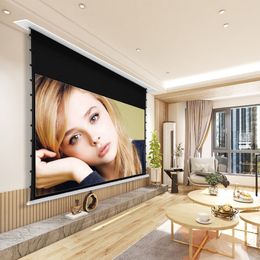 CLR ALR Black Crystal Automatic Intelligent Recessed In-Ceiling Electric Projection 4K Cinema Screen For Long Focus Projectors