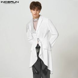 Men's Casual Shirts INCERUN Tops American Style Handsome Men Fashion Flash Splicing Swallowtail Blazer Casual Party Male Long Sleeve Suit S-5XL 231023