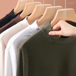 Men's T Shirts Brand Comfort Soft Long Sleeve T-shirt Men Clothing Stand Neck Tops Luxury Tees 2023 Y2k Vintage Basic Undershirt For Running