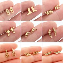 Stud Earrings Tragus Piercing Stainless Steel Earring Jewelry For Women Simple Cap Boots Korean Brinco