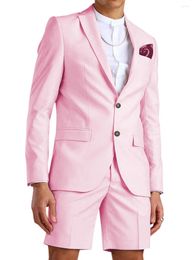 Men's Suits Short Business Casual Summer Two-piece Tailcoat Beach Wedding Bridegroom Suit (Jacket Shorts)