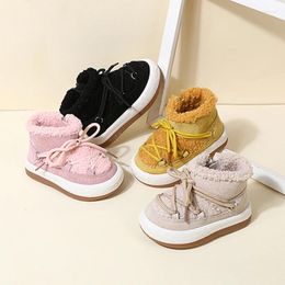 Boots 2024 Winter Baby Warm Plush Rubber Sole Toddler Kids Sneakers Fashion Infant Shoes Little Boys Girls Size 15-30