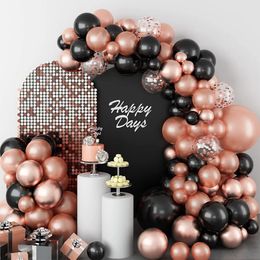 Christmas Decorations 104pcs Black Metallic Rose Gold Balloons Garland Arch Kit Confetti Balloon Birthday Party Decoration Kids Adult Wedding Ballon 231023