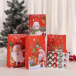 Gift Wrap 4Pcs Christmas Candy Paper Bags Santa Claus Snowman Elk Merry Packing Pouch Xmas S 2023