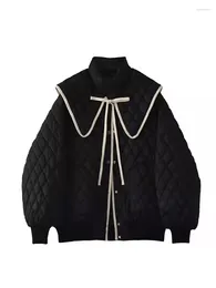 Women's Trench Coats Women's Parka Coat For Women Rhombus Plaid Down Jackets 90s Vintage Black Gothic Warm Female Streetwear Kawaii