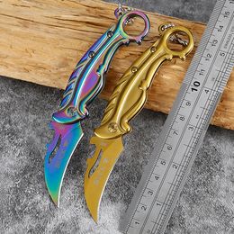 Small Pocket Karambit Knife Stainless Steel Curved Blade Folding Knife MINI Cutter free ship by Water