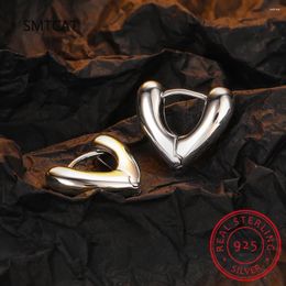 Серьги-кольца Love Heart, толстые для женщин, изысканный дизайн, маленькая пряжка для ушей, Huggies, стерлинговое серебро 925 пробы, ювелирные изделия для вечеринок
