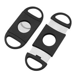 Stainless Steel Cigar Cutter Portable Plastic Blade Pocket Cutters Round Tip Knife Scissors Cigars Tools 3.9*9CM